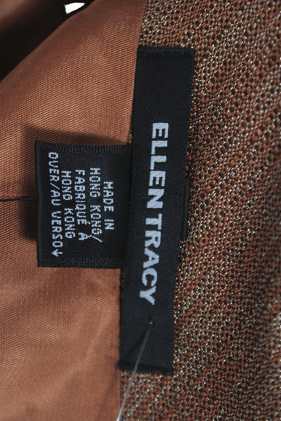 Ellen Tracy Womens Basic Jacket Brown Button Long Sleeve Polyester Size 14