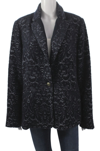Cabi Women Black Floral Blazer Long Sleeve Polyester Button Size 14
