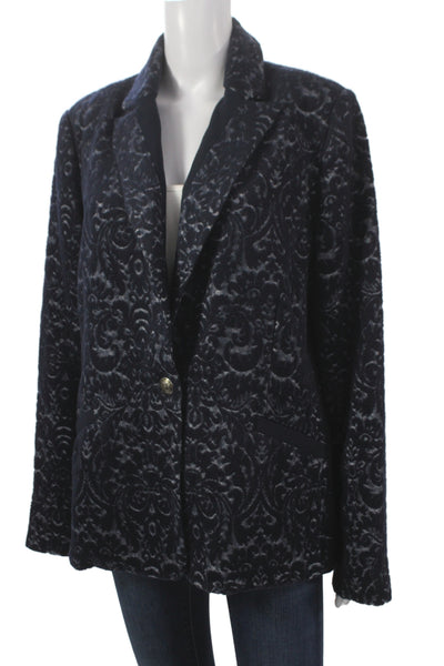 Cabi Women Black Floral Blazer Long Sleeve Polyester Button Size 14
