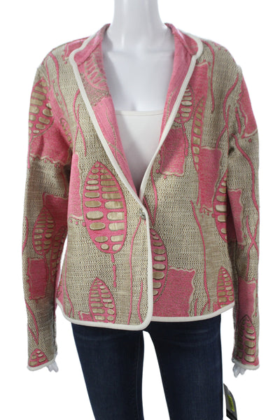 Khangura Womens Multicolor Floral Blazer Button Long Sleeve Size XL