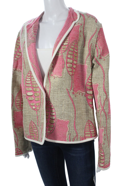 Khangura Womens Multicolor Floral Blazer Button Long Sleeve Size XL