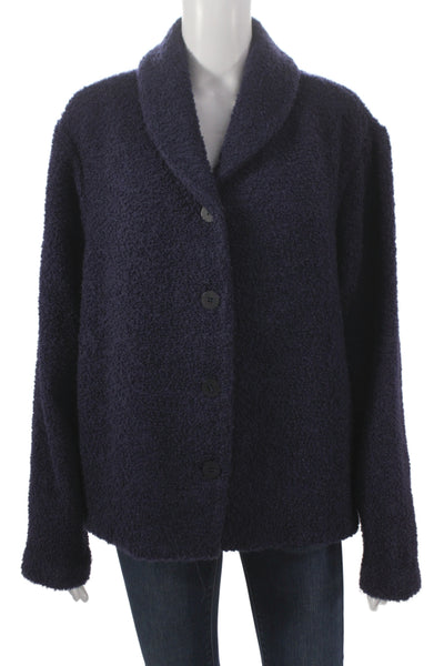 Eileen Fisher Womens Purple Wool Basic Jacket Button Long Sleeve Size M