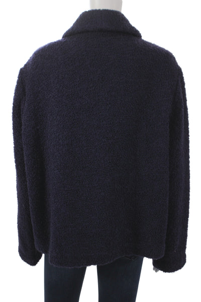 Eileen Fisher Womens Purple Wool Basic Jacket Button Long Sleeve Size M