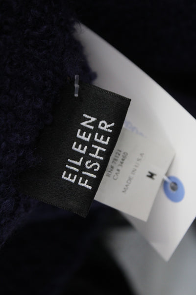 Eileen Fisher Womens Purple Wool Basic Jacket Button Long Sleeve Size M