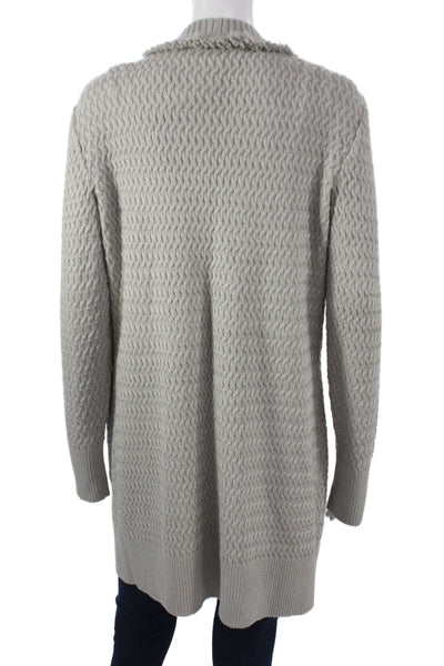 St. John Women Cardigan Gray Wool V-Neck Long Sleeve Size L