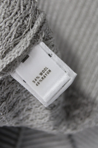 St. John Women Cardigan Gray Wool V-Neck Long Sleeve Size L