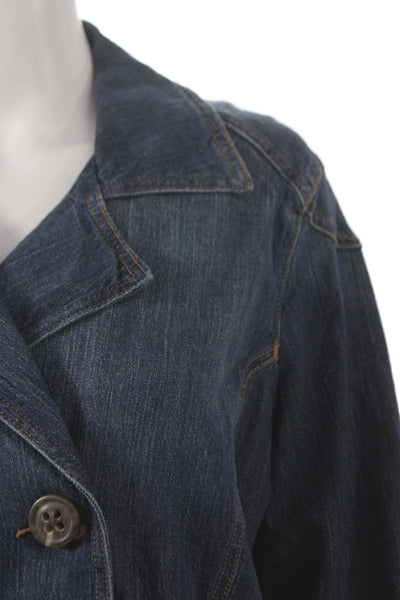 Cabi Womens Blue Cotton Blend Pea Coat Button Closure Size XL