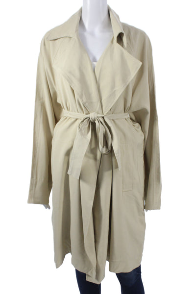 philosophy Womens Trench Coat Beige Viscose Tie Long Sleeve Size XL