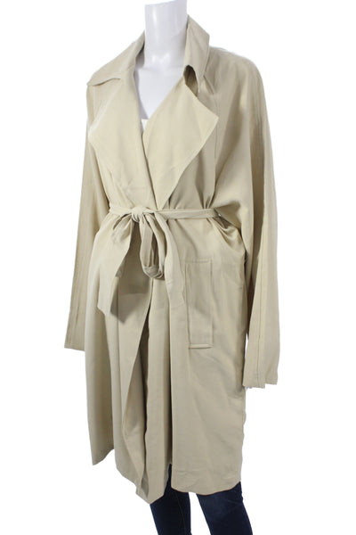 philosophy Womens Trench Coat Beige Viscose Tie Long Sleeve Size XL