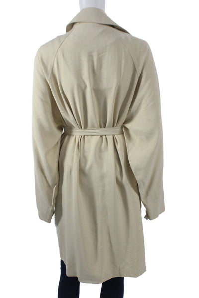 philosophy Womens Trench Coat Beige Viscose Tie Long Sleeve Size XL