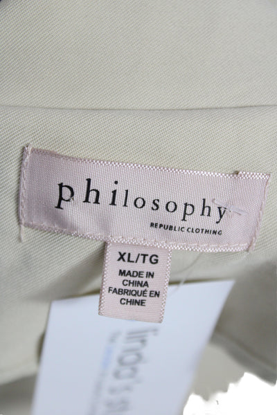 philosophy Womens Trench Coat Beige Viscose Tie Long Sleeve Size XL