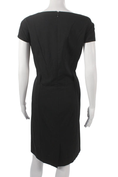 Tahari Women Sheath Dress Black Short Sleeve Scoop Neck Zip Size 14