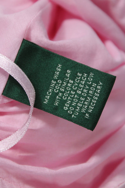 Lauren Ralph Lauren Womens Pink Linen Flare Midi Skirt Pull On Size L