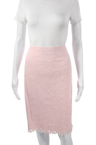 Rickie Freeman Teri Jon Womens Pink Cotton Skirt Suit Long Sleeve Size 14