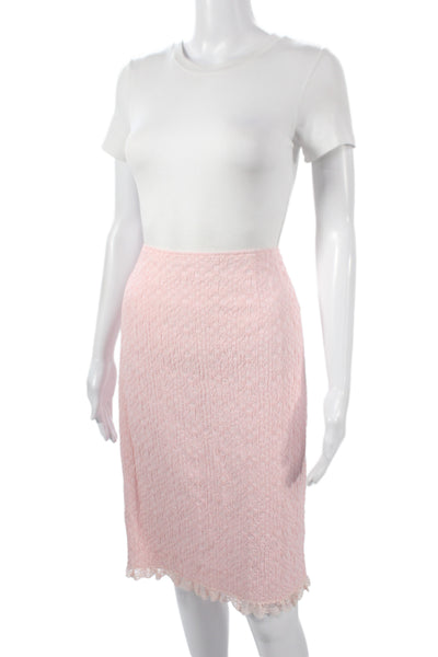 Rickie Freeman Teri Jon Womens Pink Cotton Skirt Suit Long Sleeve Size 14