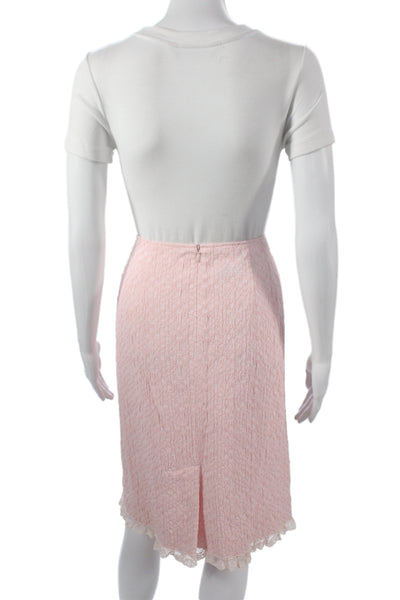 Rickie Freeman Teri Jon Womens Pink Cotton Skirt Suit Long Sleeve Size 14