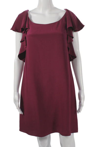 Jay Godfrey Women Red Silk Scoop Neck Short Sleeve Shift Dress Size 10