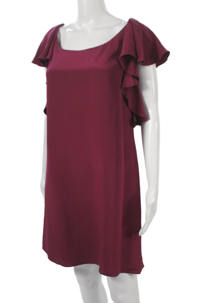 Jay Godfrey Women Red Silk Scoop Neck Short Sleeve Shift Dress Size 10
