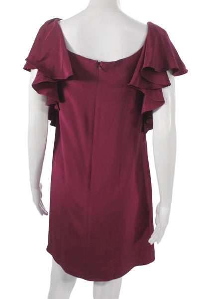 Jay Godfrey Women Red Silk Scoop Neck Short Sleeve Shift Dress Size 10