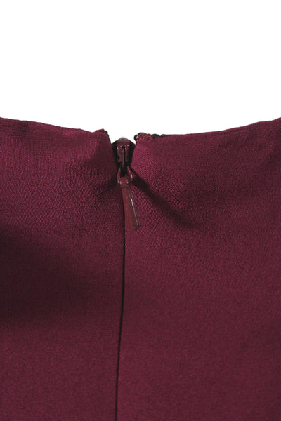 Jay Godfrey Women Red Silk Scoop Neck Short Sleeve Shift Dress Size 10