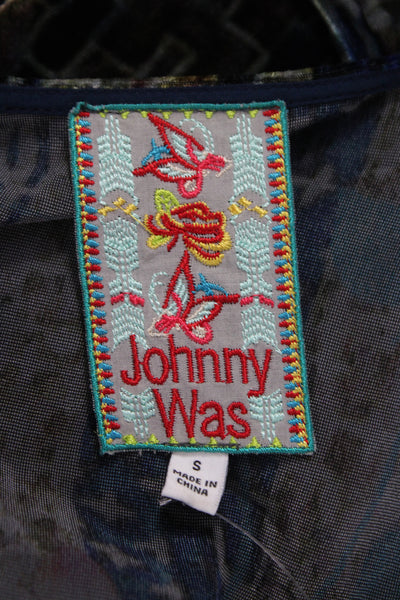 Johnny Was Women Floral Shift Dress V Neck 3/4 Sleeve Multicolor Size S