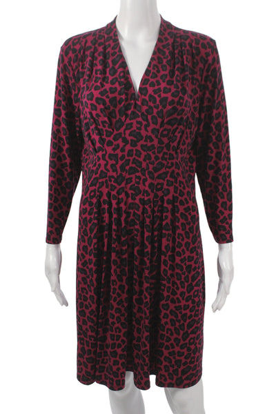 Catherine Catherine Malandrino Women Black Animal Print VNeck Dress Size L