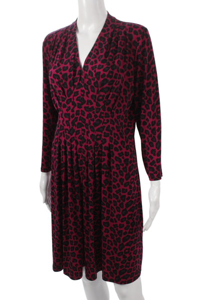 Catherine Catherine Malandrino Women Black Animal Print VNeck Dress Size L