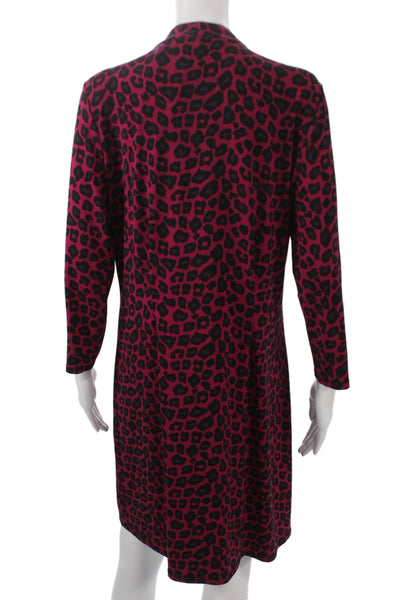 Catherine Catherine Malandrino Women Black Animal Print VNeck Dress Size L