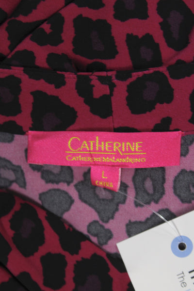 Catherine Catherine Malandrino Women Black Animal Print VNeck Dress Size L