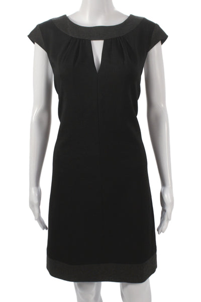 Trina Turk Women Sheath Black Sleeveless Round Neck Knee Length Dress Size 8