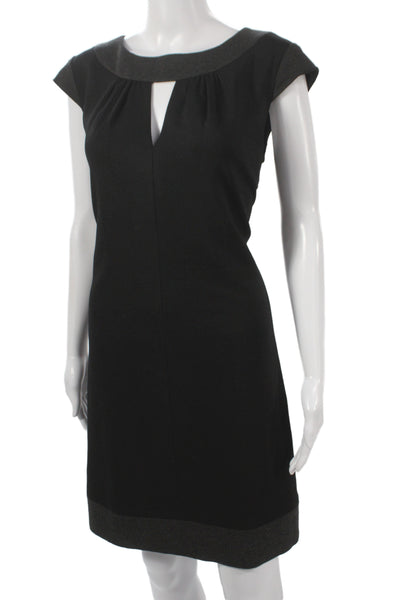 Trina Turk Women Sheath Black Sleeveless Round Neck Knee Length Dress Size 8