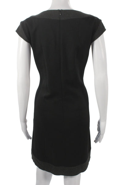 Trina Turk Women Sheath Black Sleeveless Round Neck Knee Length Dress Size 8