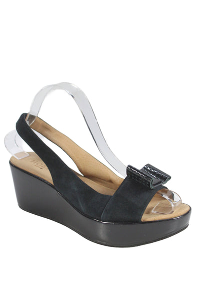 Hobbs London Womens Suede Open Platform Sandals Black Size 38 8