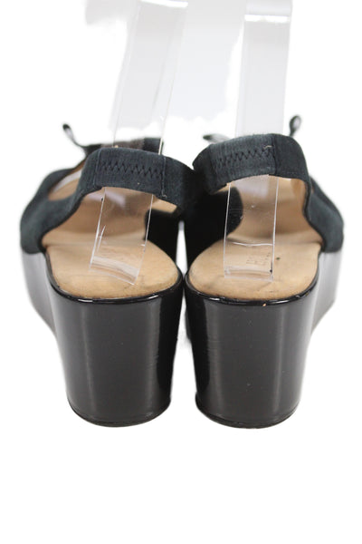 Hobbs London Womens Suede Open Platform Sandals Black Size 38 8
