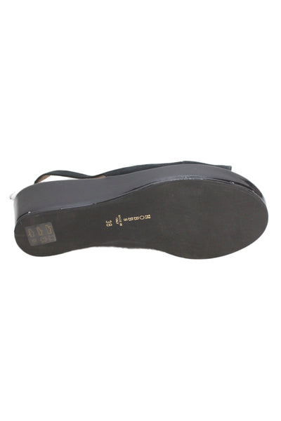 Hobbs London Womens Suede Open Platform Sandals Black Size 38 8