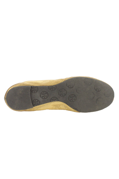 Tory Burch Womens Metallic Leather Slip On Flats Gold Size 7M