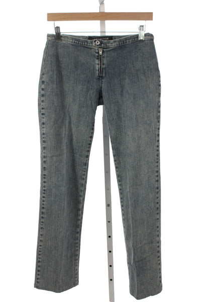 Versace Jeans Womens Straight Jeans Blue Button Mid Rise Cotton Blend Size 30
