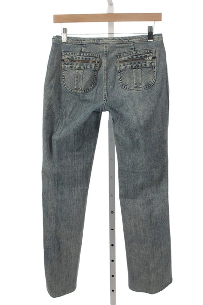 Versace Jeans Womens Straight Jeans Blue Button Mid Rise Cotton Blend Size 30
