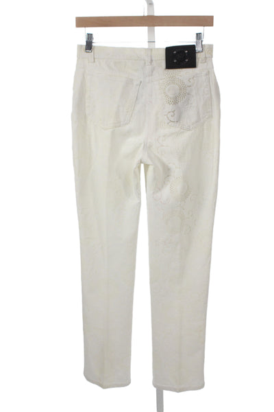 Versace Sport Womens White Geometric Straight Jeans Size 28