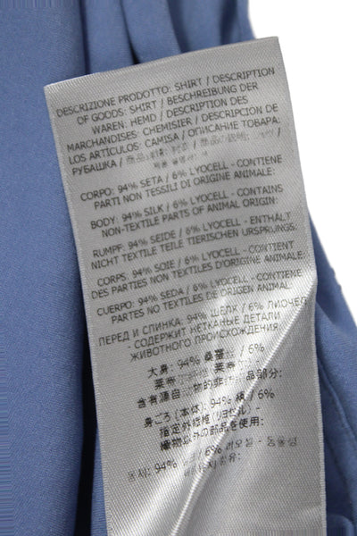 Tom Ford Women Silk Collared Button-Up Blouse Blue Long Sleeve Size 40