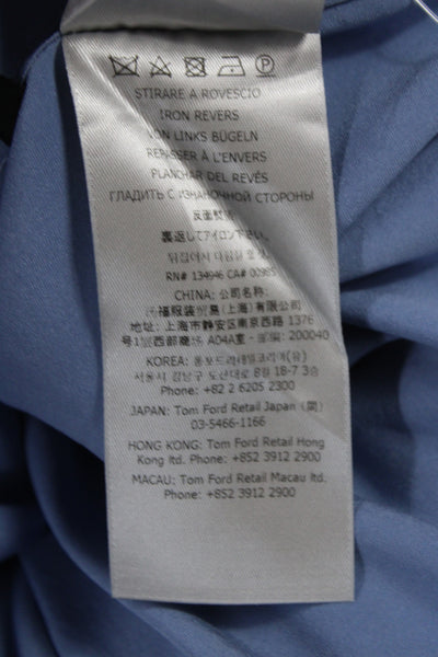 Tom Ford Women Silk Collared Button-Up Blouse Blue Long Sleeve Size 40