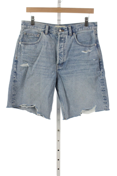 Madewell Women Cut-Off Blue Cotton Button Shorts 90s Size 27