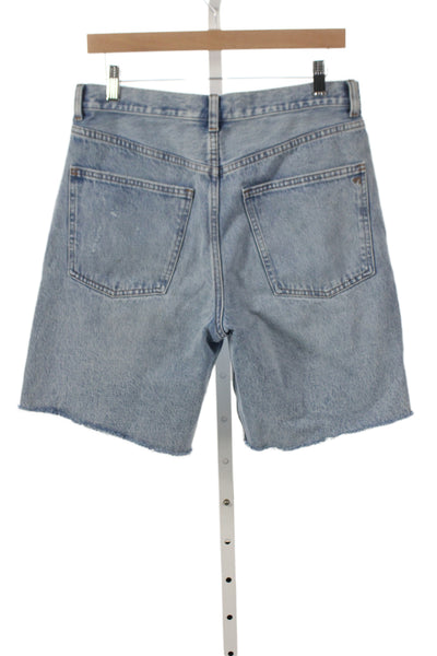 Madewell Women Cut-Off Blue Cotton Button Shorts 90s Size 27