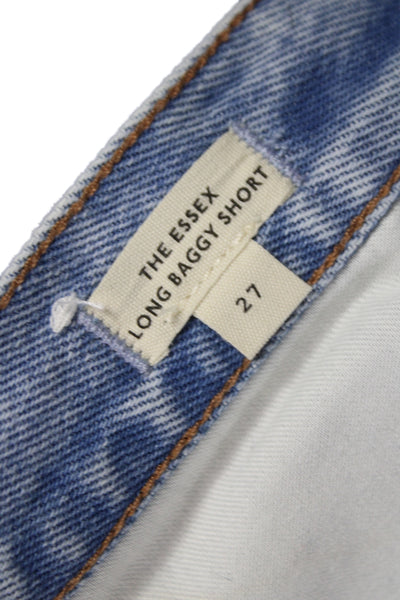 Madewell Women Cut-Off Blue Cotton Button Shorts 90s Size 27