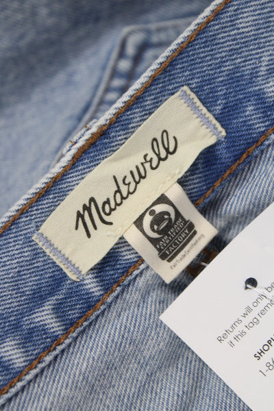 Madewell Women Cut-Off Blue Cotton Button Shorts 90s Size 27