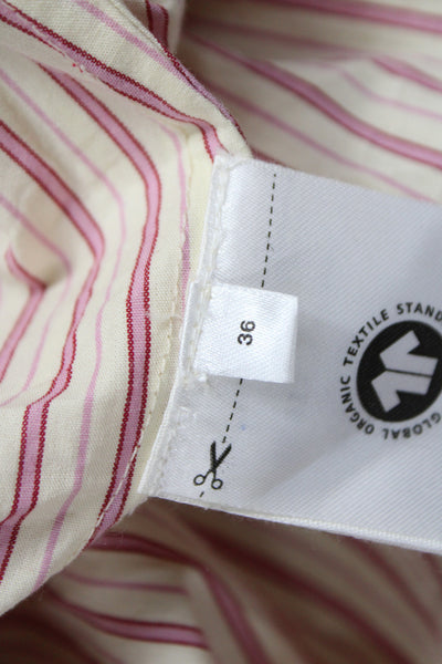 Skall Women Shirt Dress Ivory Striped Organic Cotton Long Sleeve Size 36 Tall
