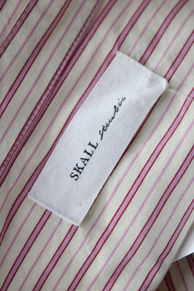 Skall Women Shirt Dress Ivory Striped Organic Cotton Long Sleeve Size 36 Tall