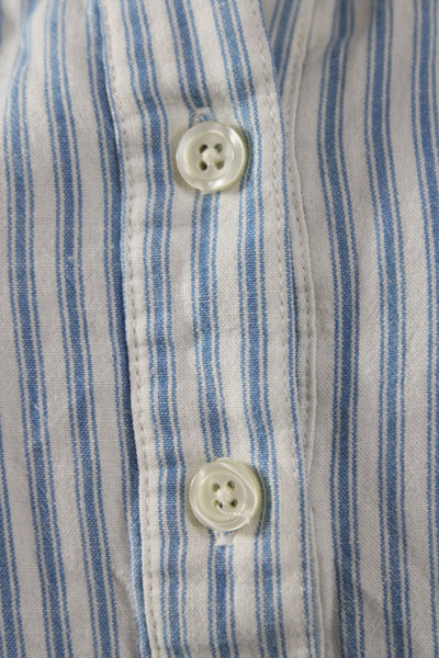 The Great Women Blue Striped Cotton Collared Shirt Dress Short Sleeve Size 1
