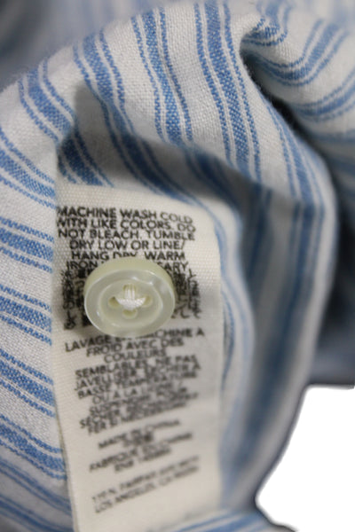The Great Women Blue Striped Cotton Collared Shirt Dress Short Sleeve Size 1