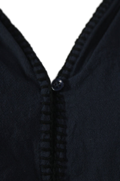 Apiece Apart Womens Maxi Dress Black Cotton Henley Long Sleeve Button Size S